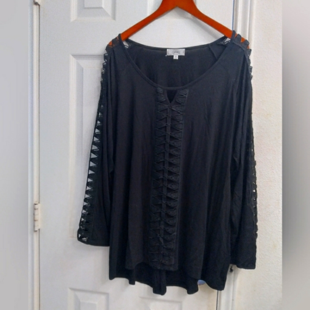 Shannon Ford‎ New York Womens Lace Trim Georgette Style Top Blouse 2XL